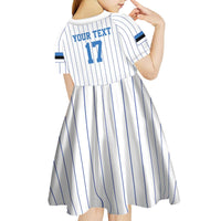 Custom Estonia Football Kid Short Sleeve Dress Retro Jersey White Version