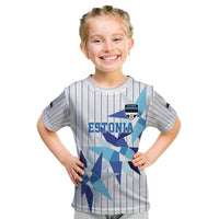 Custom Estonia Football Kid T Shirt Retro Jersey White Version