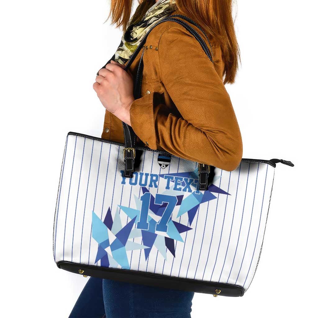 Custom Estonia Football Leather Tote Bag Retro Jersey White Version