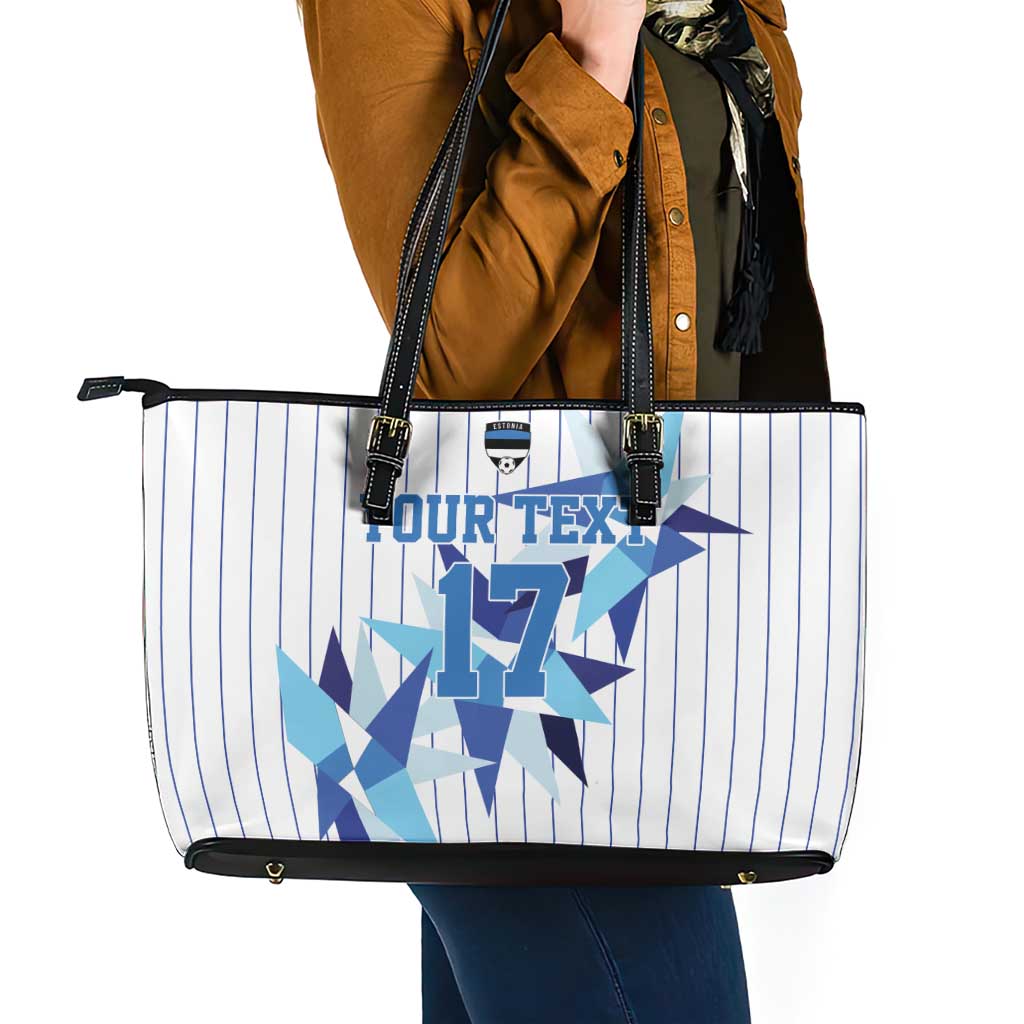 Custom Estonia Football Leather Tote Bag Retro Jersey White Version