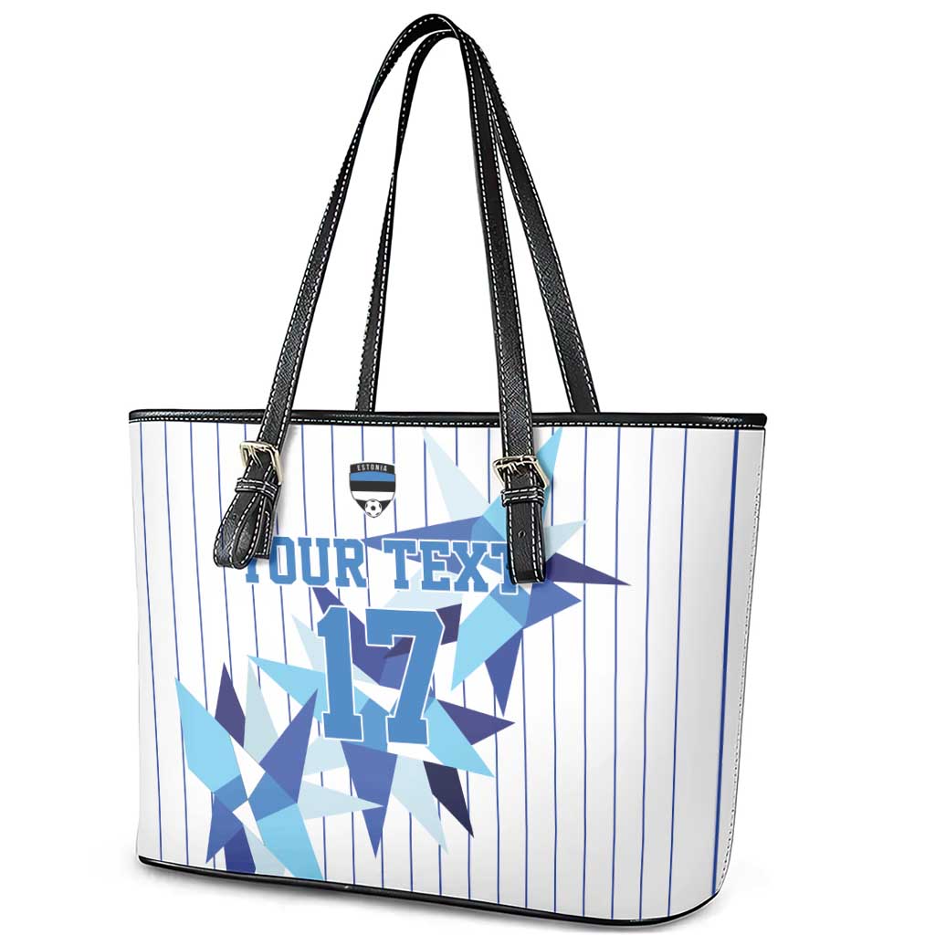 Custom Estonia Football Leather Tote Bag Retro Jersey White Version
