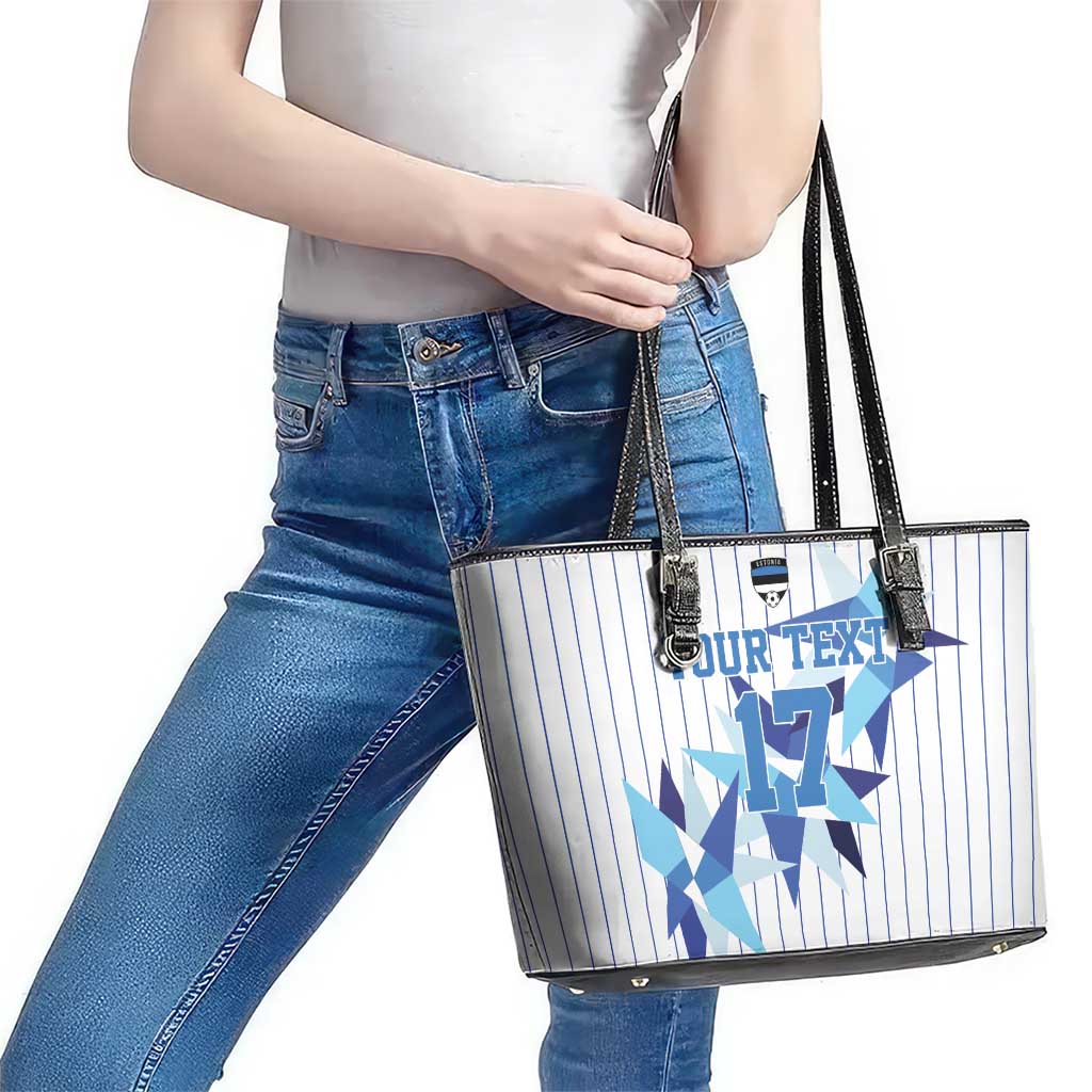 Custom Estonia Football Leather Tote Bag Retro Jersey White Version