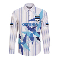 Custom Estonia Football Long Sleeve Button Shirt Retro Jersey White Version