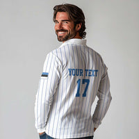 Custom Estonia Football Long Sleeve Polo Shirt Retro Jersey White Version