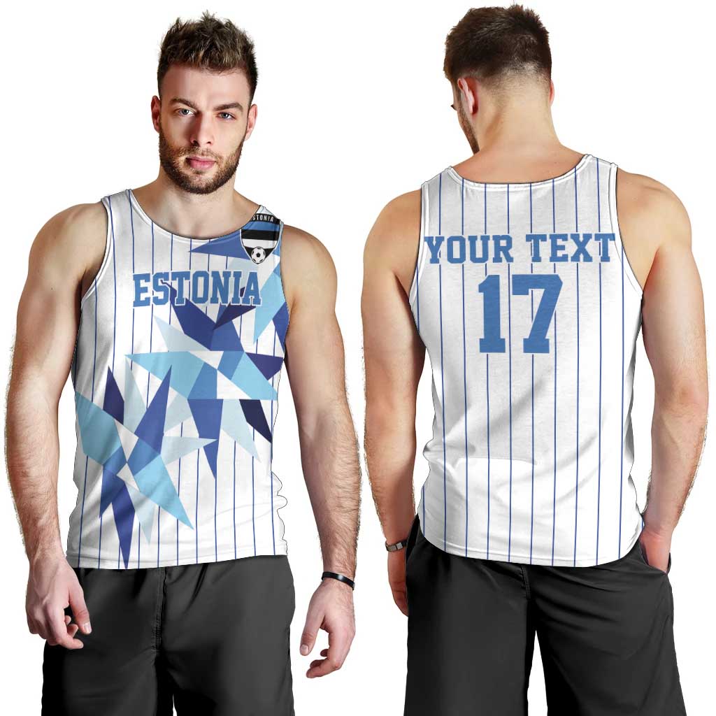 Custom Estonia Football Men Tank Top Retro Jersey White Version