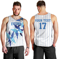 Custom Estonia Football Men Tank Top Retro Jersey White Version
