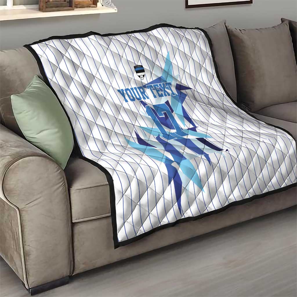 Custom Estonia Football Quilt Retro Jersey White Version