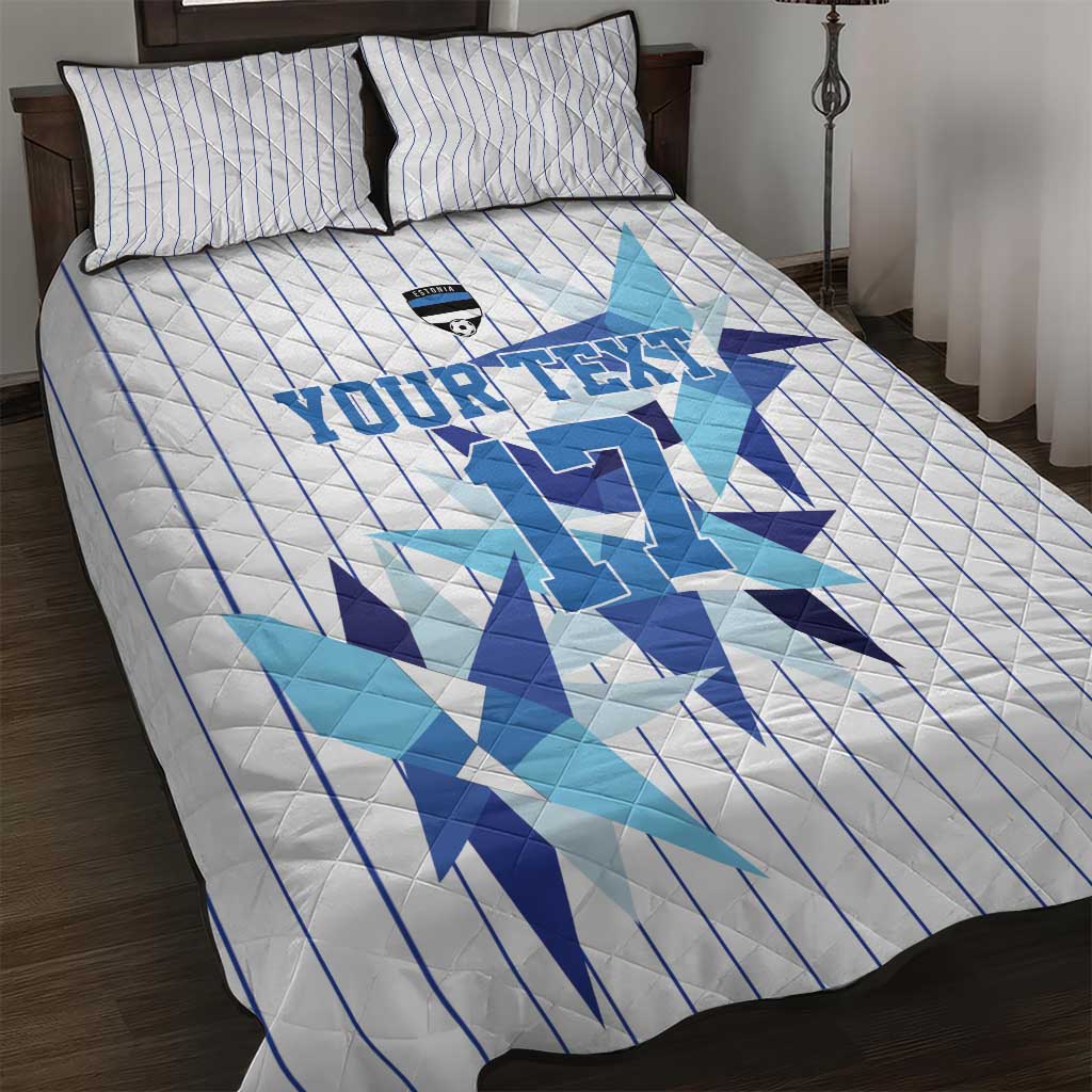 Custom Estonia Football Quilt Bed Set Retro Jersey White Version