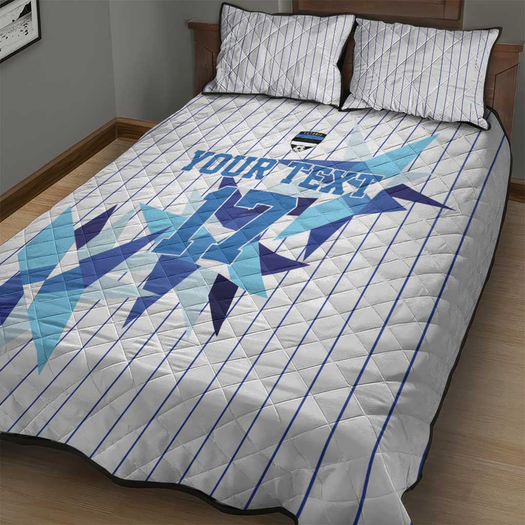 Custom Estonia Football Quilt Bed Set Retro Jersey White Version
