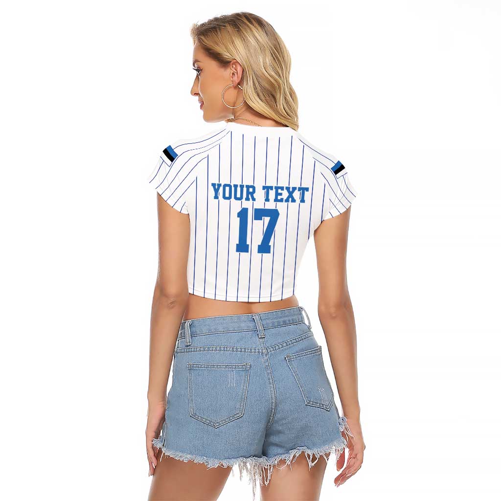 Custom Estonia Football Raglan Cropped T Shirt Retro Jersey White Version