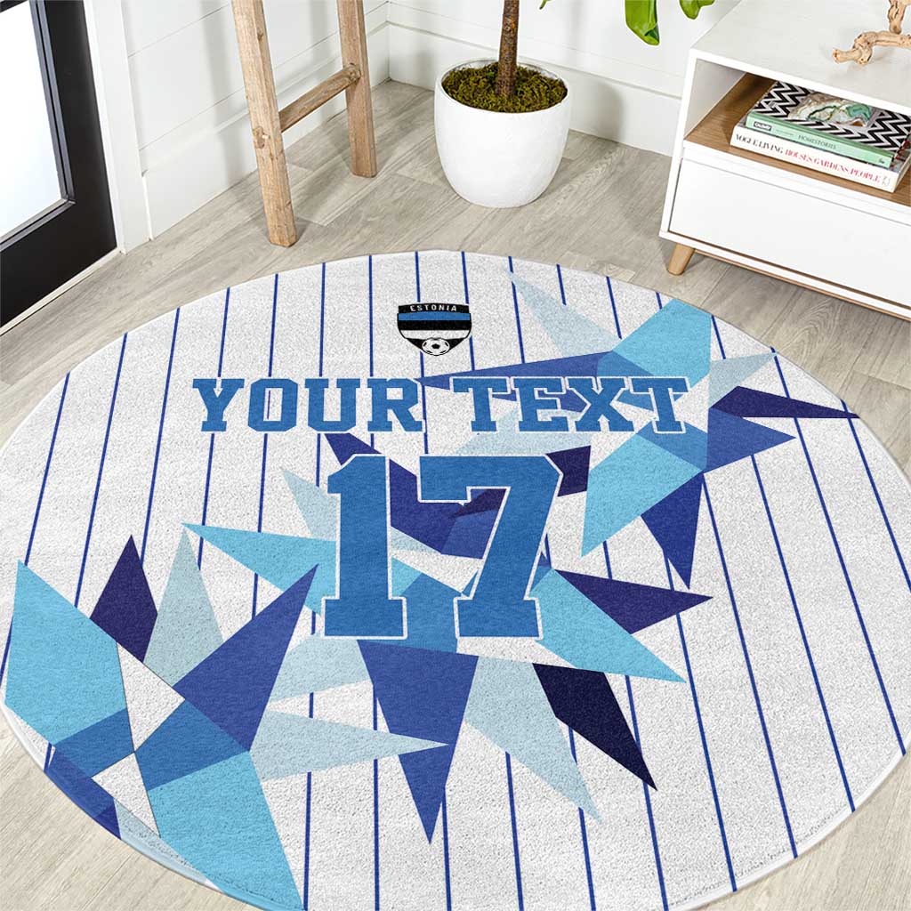 Custom Estonia Football Round Carpet Retro Jersey White Version