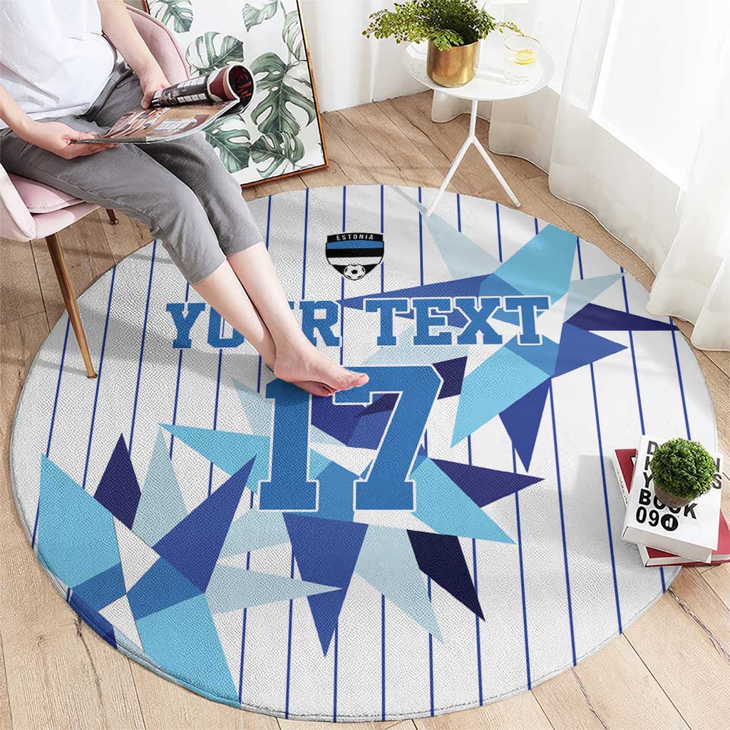 Custom Estonia Football Round Carpet Retro Jersey White Version