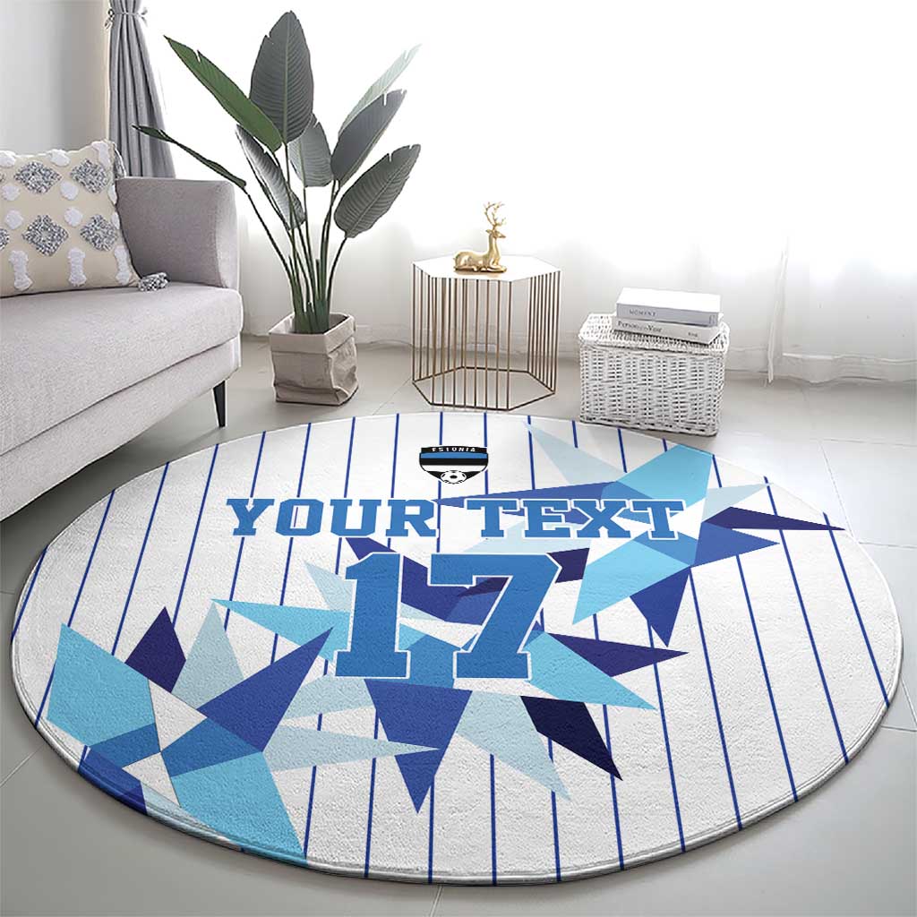 Custom Estonia Football Round Carpet Retro Jersey White Version