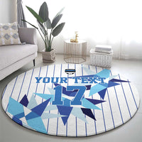Custom Estonia Football Round Carpet Retro Jersey White Version