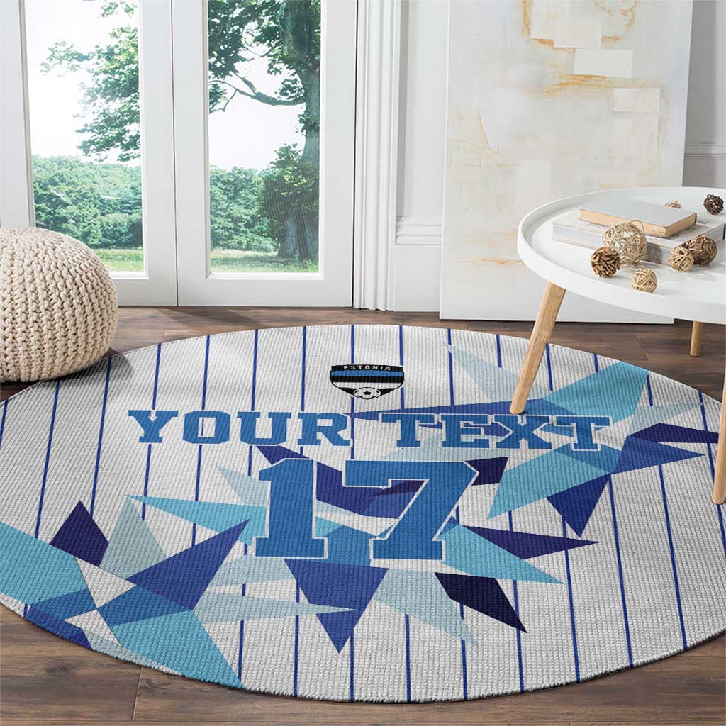 Custom Estonia Football Round Carpet Retro Jersey White Version