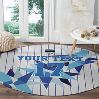 Custom Estonia Football Round Carpet Retro Jersey White Version