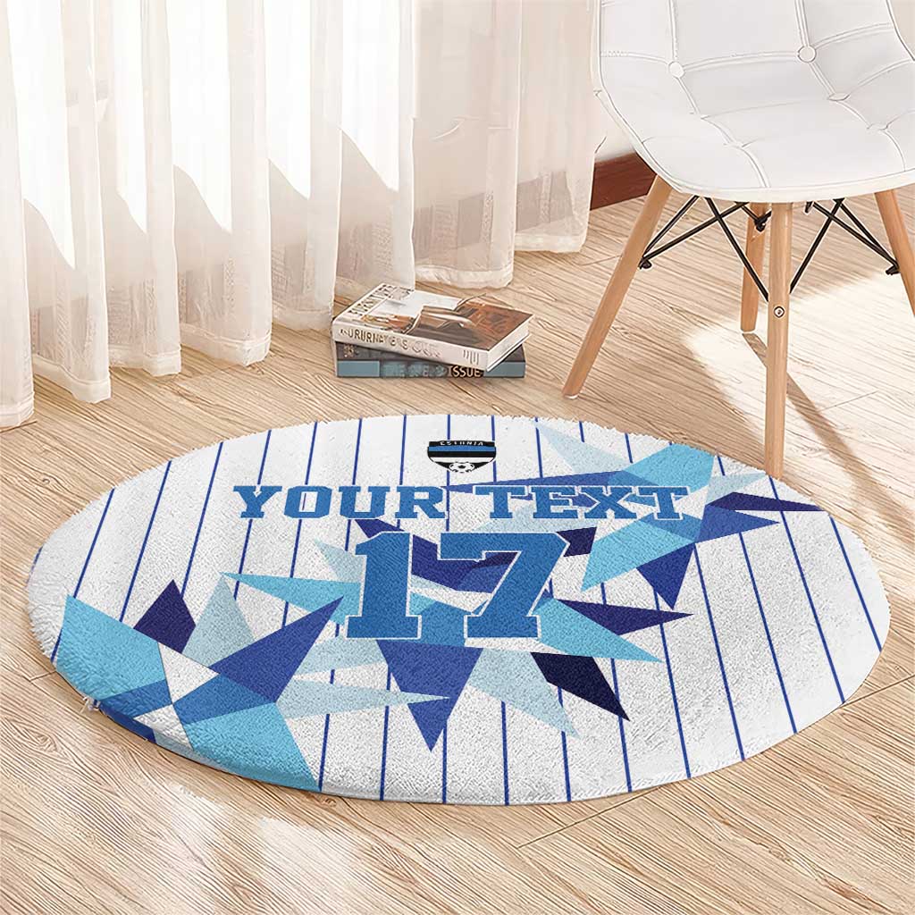 Custom Estonia Football Round Carpet Retro Jersey White Version