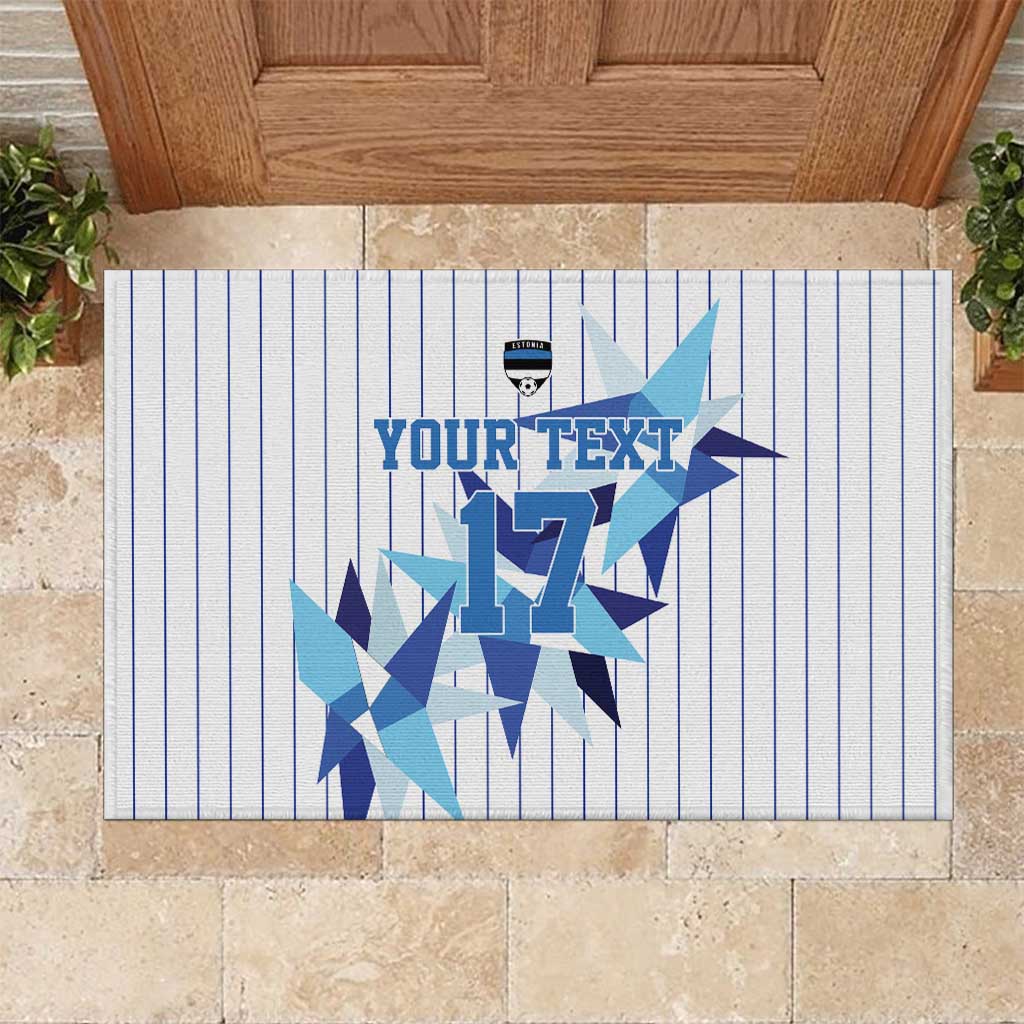 Custom Estonia Football Rubber Doormat Retro Jersey White Version