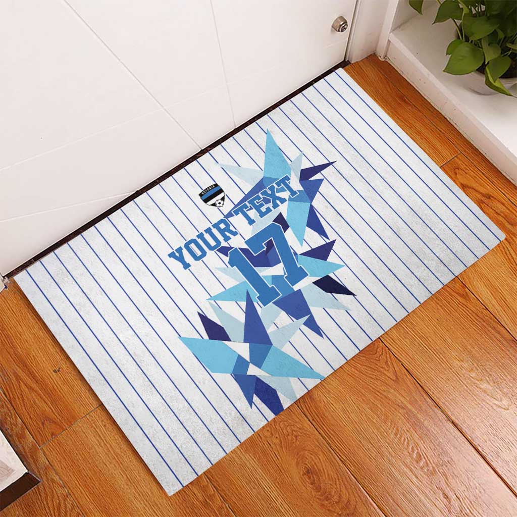 Custom Estonia Football Rubber Doormat Retro Jersey White Version