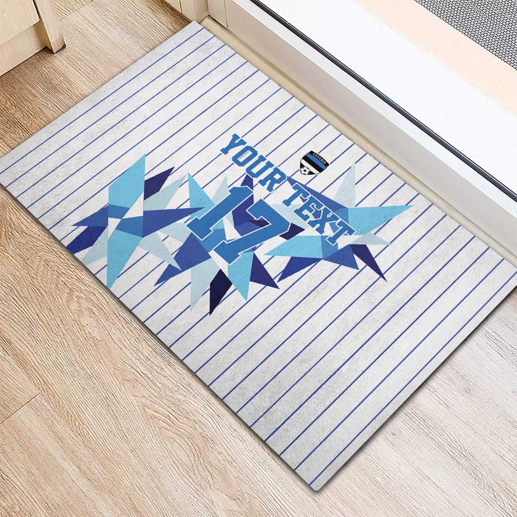 Custom Estonia Football Rubber Doormat Retro Jersey White Version