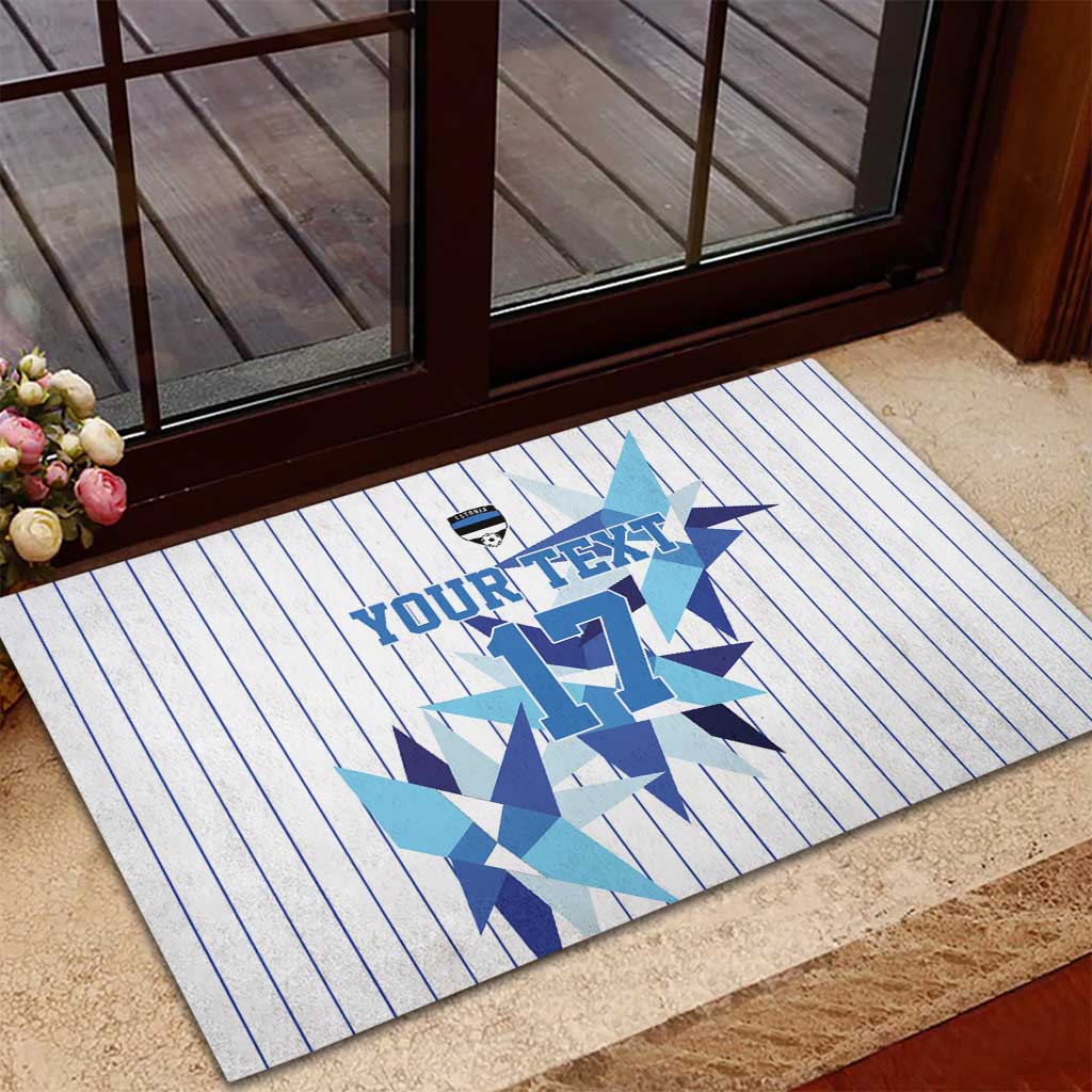 Custom Estonia Football Rubber Doormat Retro Jersey White Version