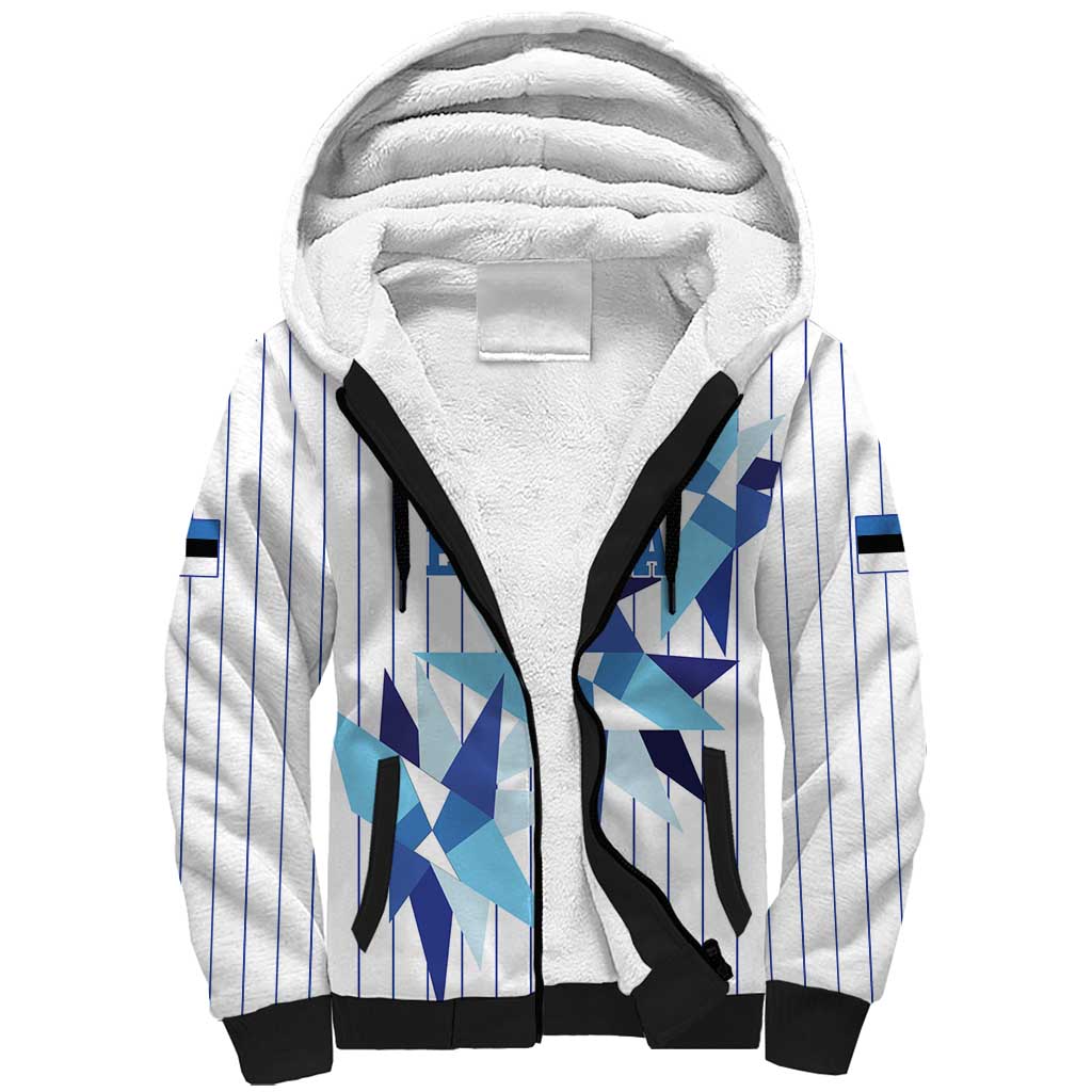 Custom Estonia Football Sherpa Hoodie Retro Jersey White Version