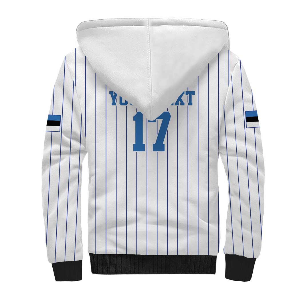 Custom Estonia Football Sherpa Hoodie Retro Jersey White Version