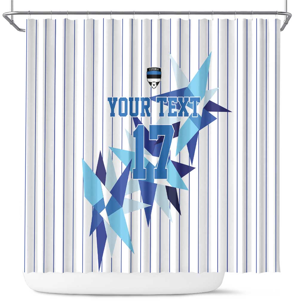 Custom Estonia Football Shower Curtain Retro Jersey White Version