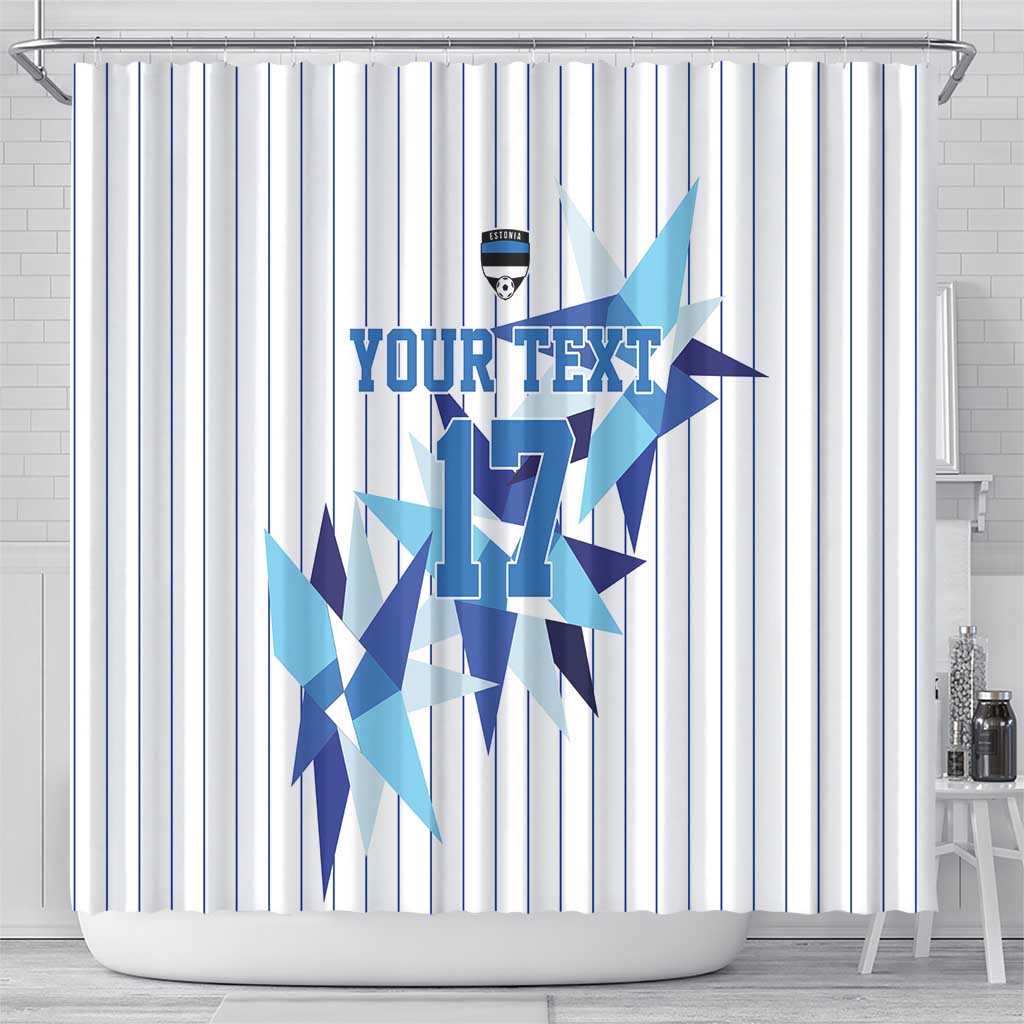 Custom Estonia Football Shower Curtain Retro Jersey White Version
