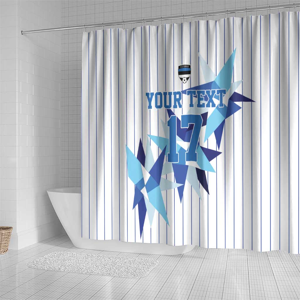 Custom Estonia Football Shower Curtain Retro Jersey White Version