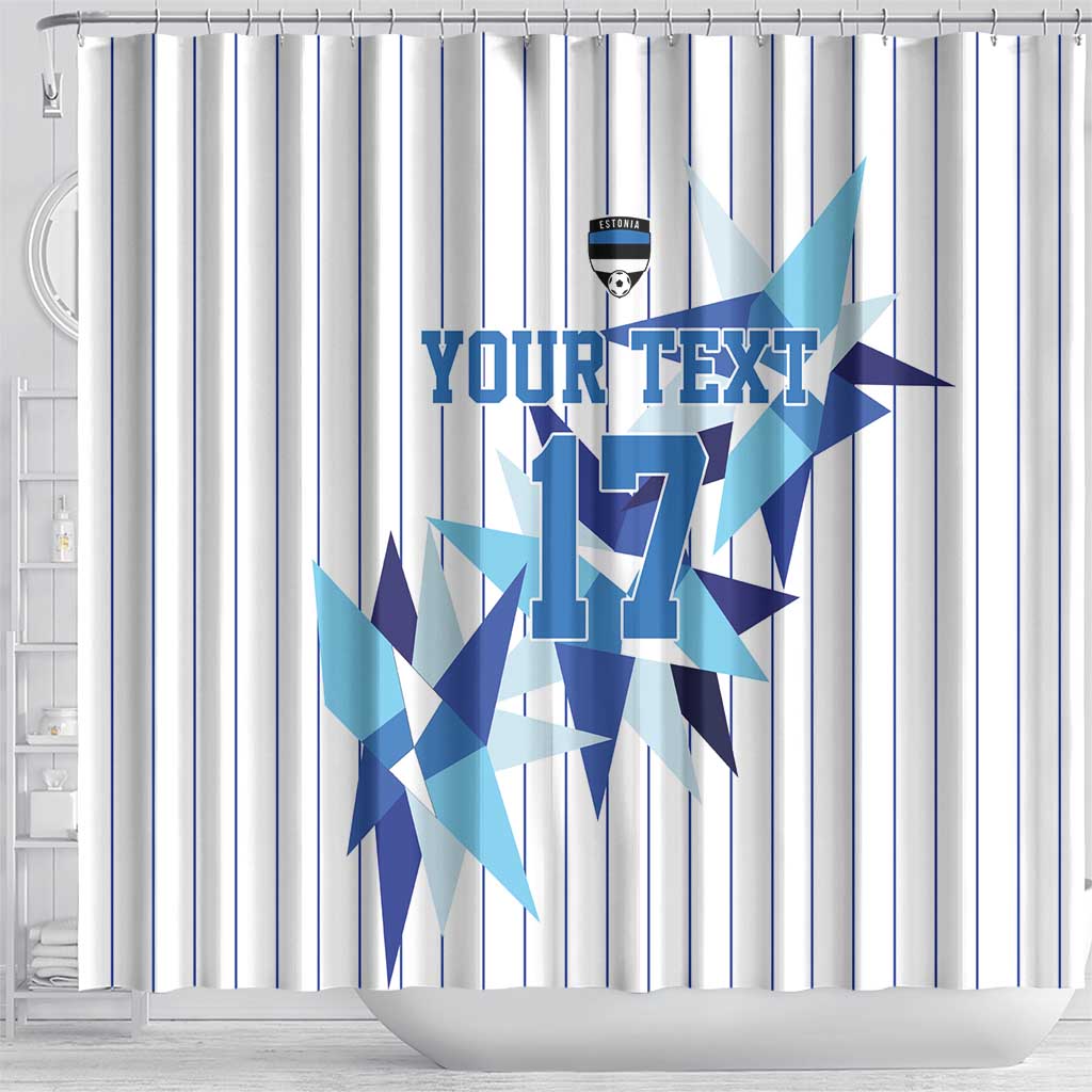 Custom Estonia Football Shower Curtain Retro Jersey White Version