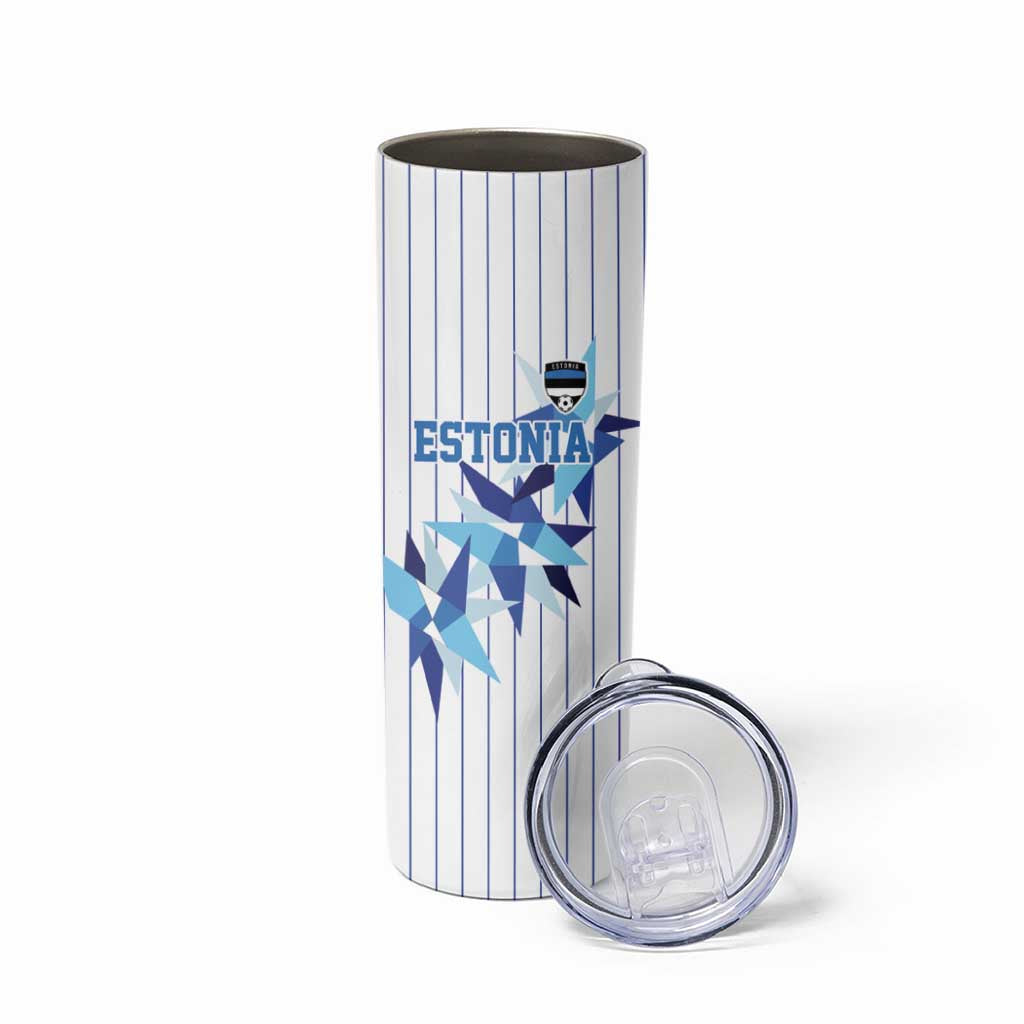 Custom Estonia Football Skinny Tumbler Retro Jersey White Version