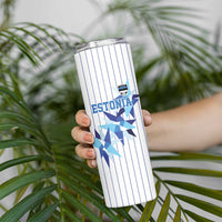 Custom Estonia Football Skinny Tumbler Retro Jersey White Version