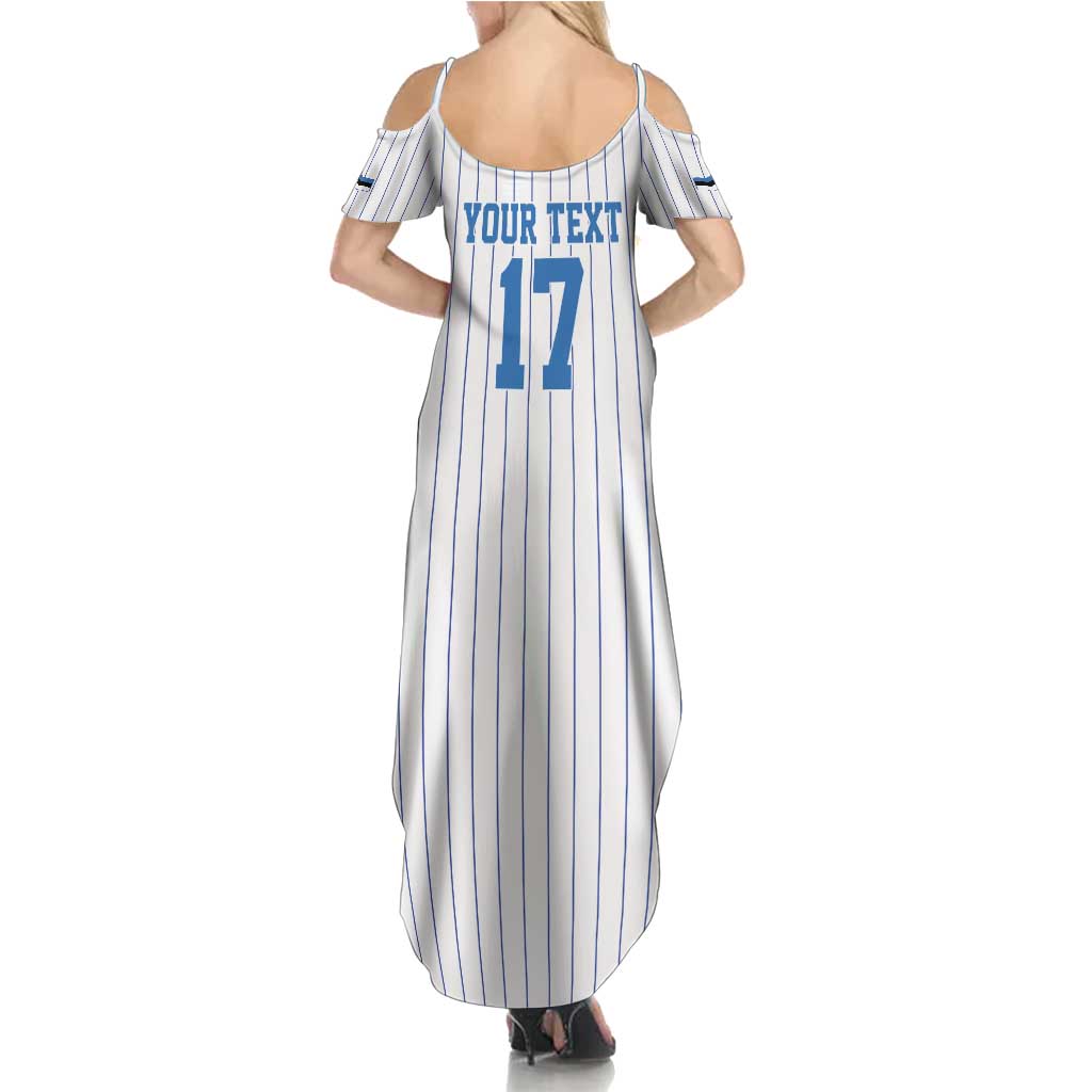 Custom Estonia Football Summer Maxi Dress Retro Jersey White Version