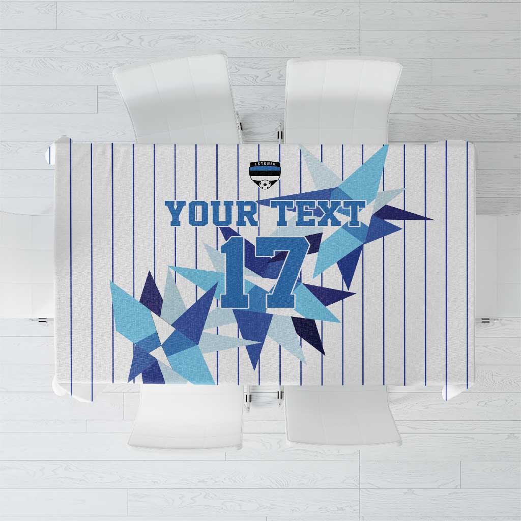Custom Estonia Football Tablecloth Retro Jersey White Version