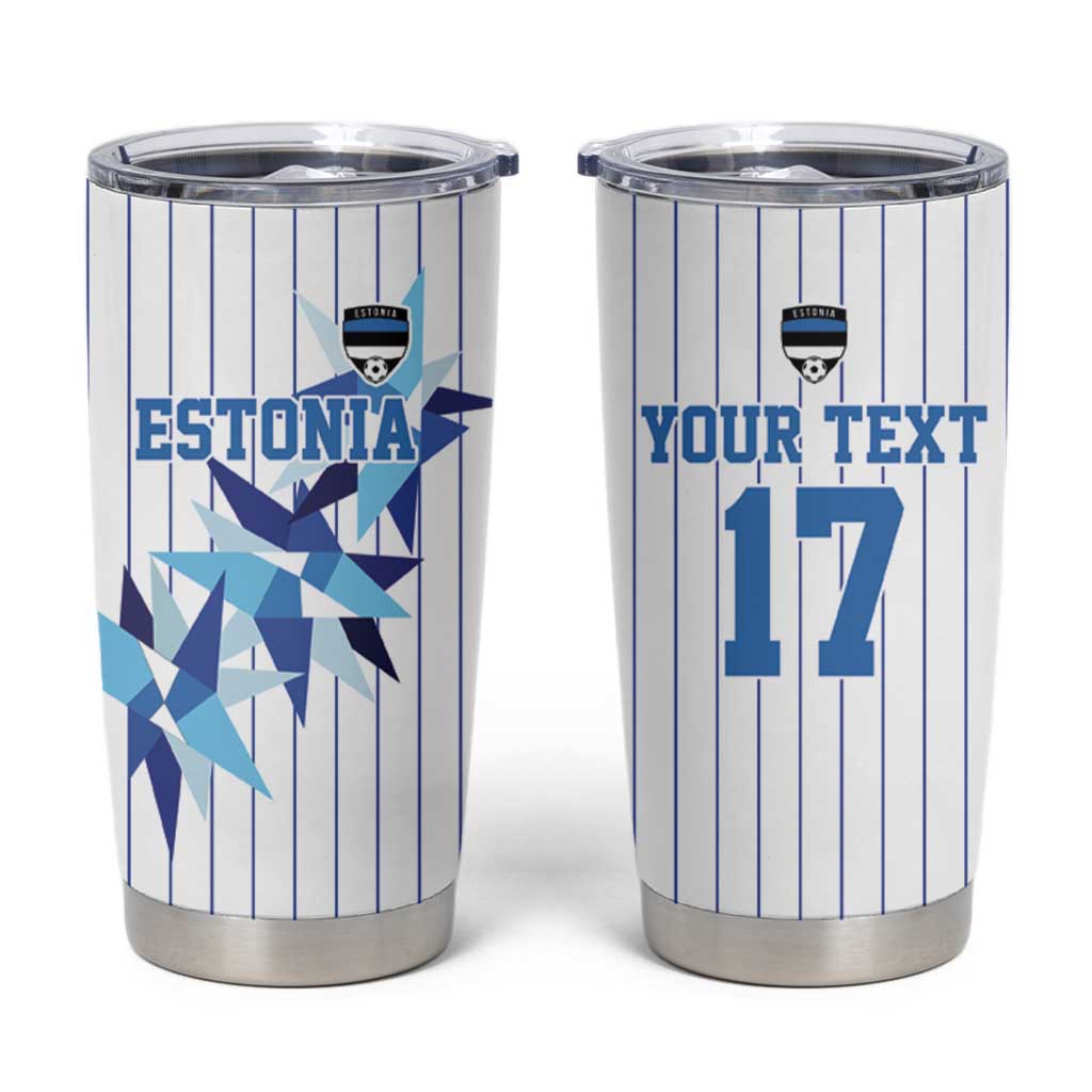 Custom Estonia Football Tumbler Cup Retro Jersey White Version