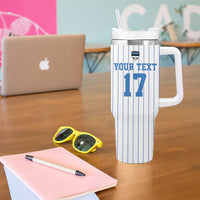 Custom Estonia Football Tumbler With Handle Retro Jersey White Version