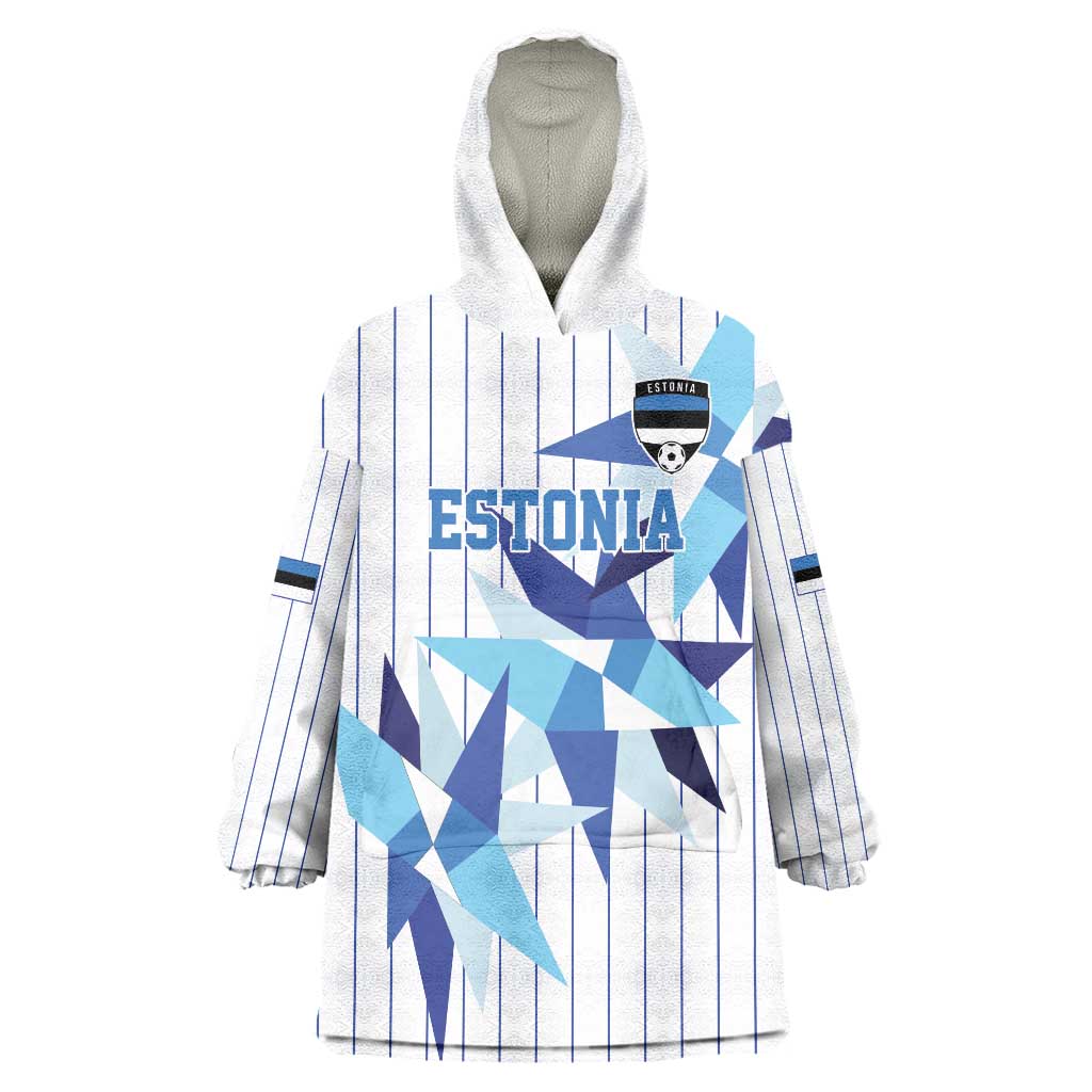 Custom Estonia Football Wearable Blanket Hoodie Retro Jersey White Version