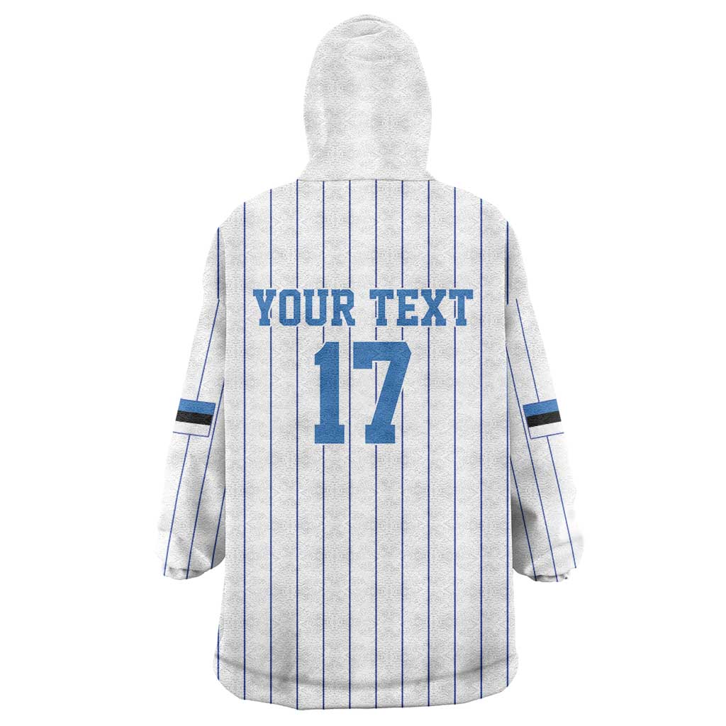 Custom Estonia Football Wearable Blanket Hoodie Retro Jersey White Version