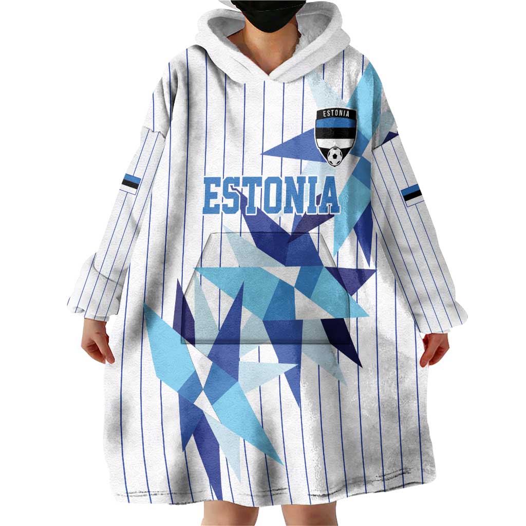 Custom Estonia Football Wearable Blanket Hoodie Retro Jersey White Version