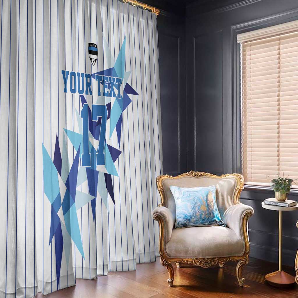 Custom Estonia Football Window Curtain Retro Jersey White Version