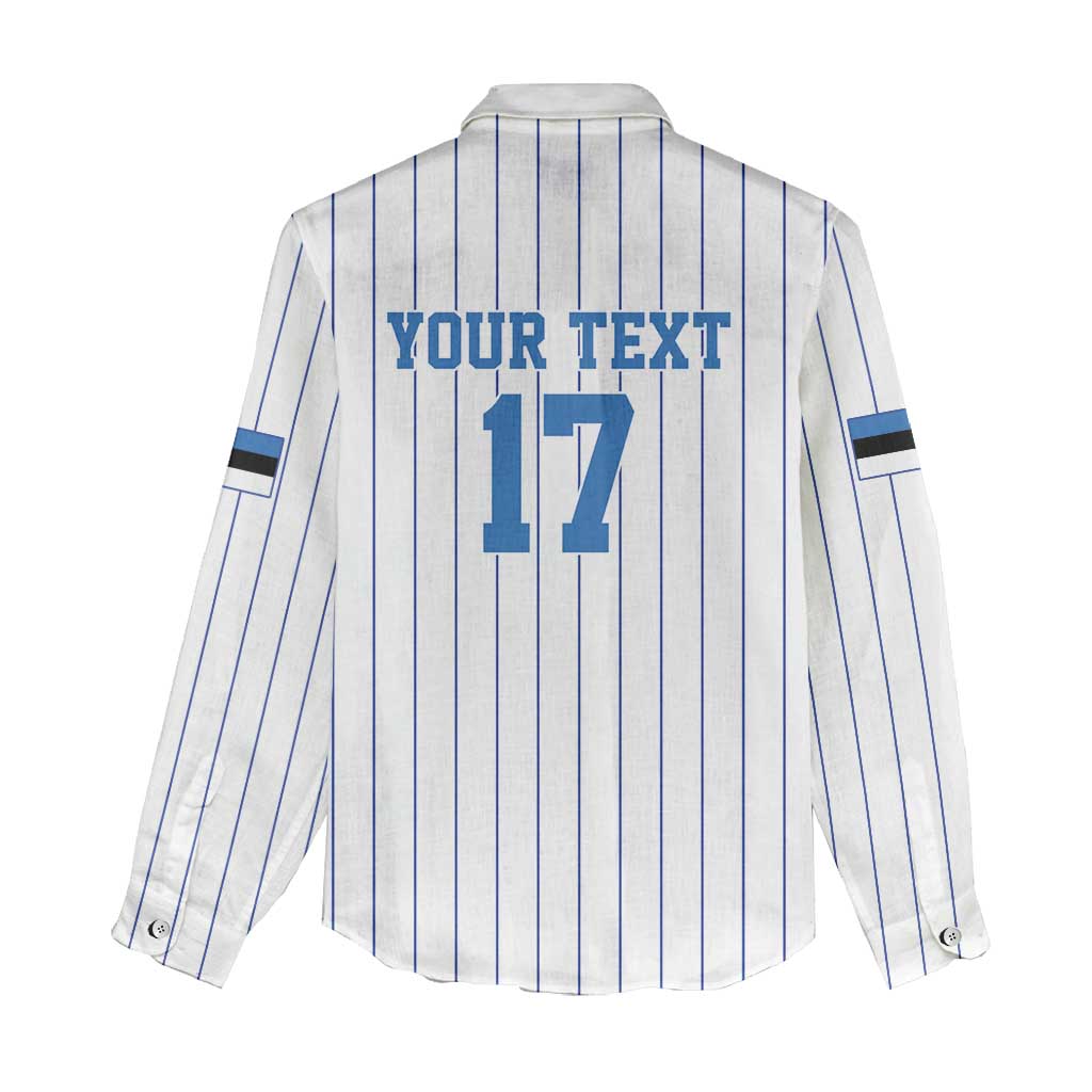 Custom Estonia Football Women Casual Shirt Retro Jersey White Version