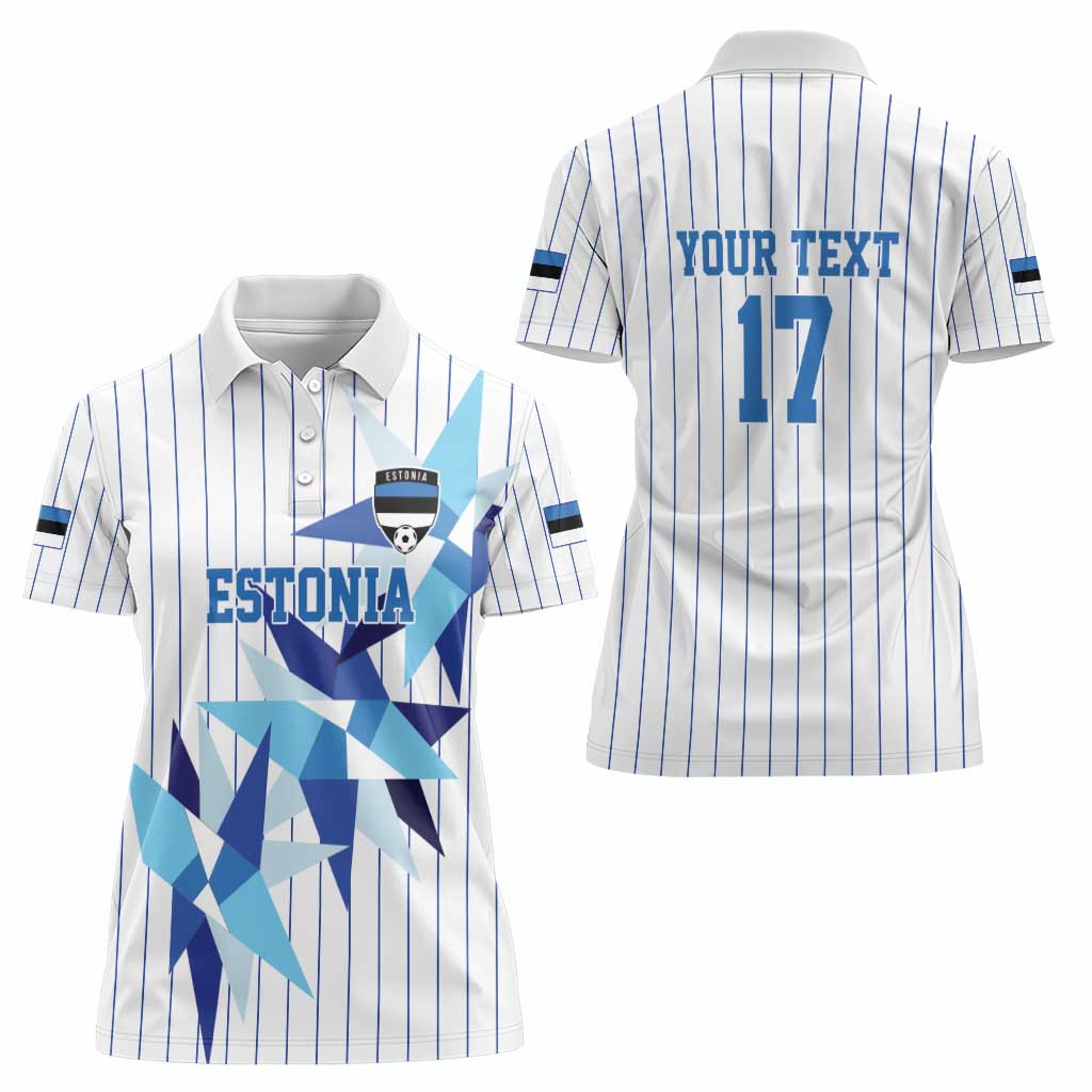 Custom Estonia Football Women Polo Shirt Retro Jersey White Version
