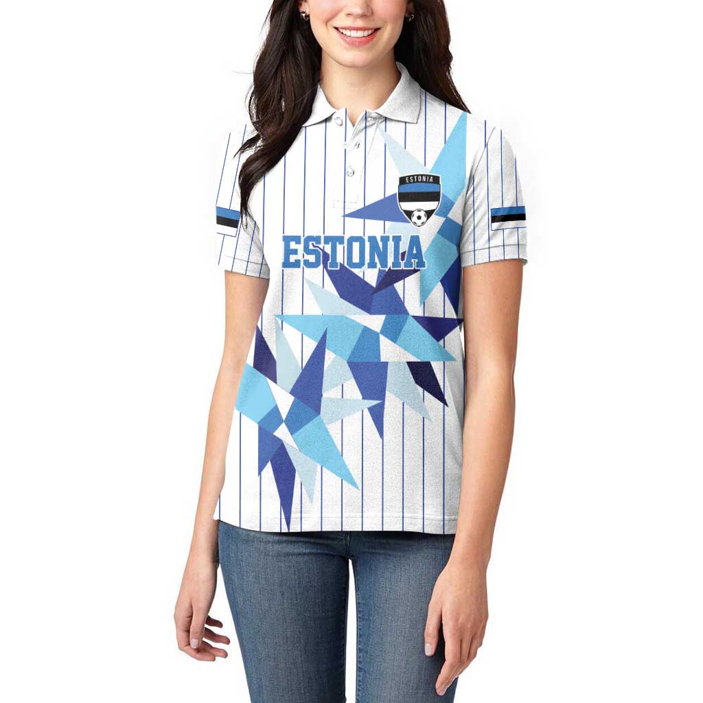 Custom Estonia Football Women Polo Shirt Retro Jersey White Version