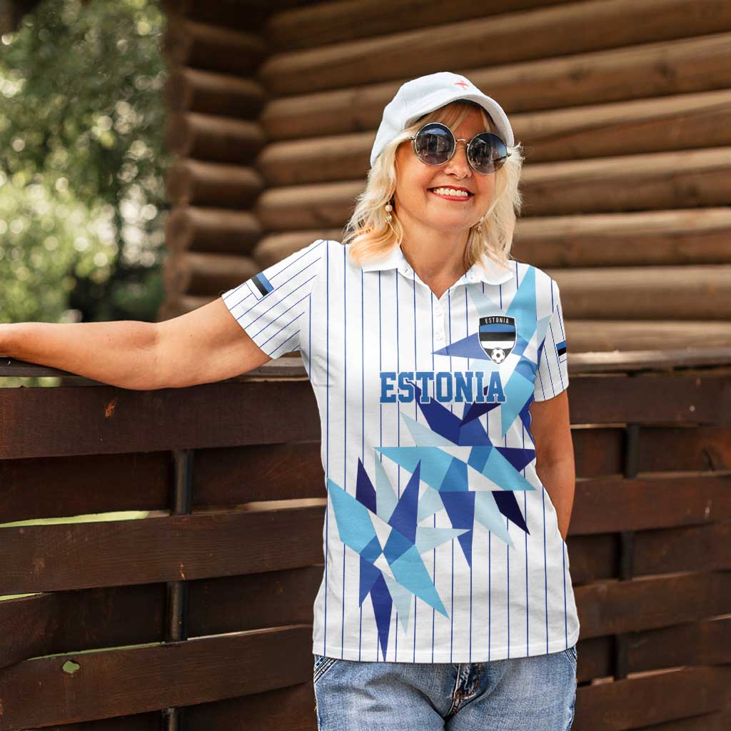 Custom Estonia Football Women Polo Shirt Retro Jersey White Version