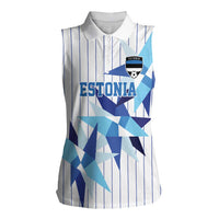 Custom Estonia Football Women Sleeveless Polo Shirt Retro Jersey White Version