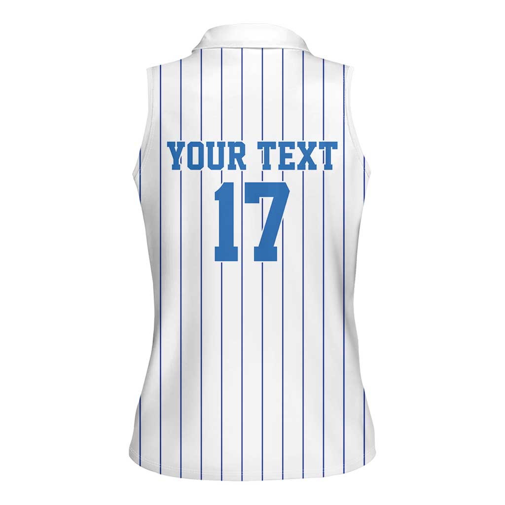 Custom Estonia Football Women Sleeveless Polo Shirt Retro Jersey White Version