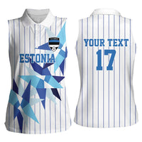 Custom Estonia Football Women Sleeveless Polo Shirt Retro Jersey White Version