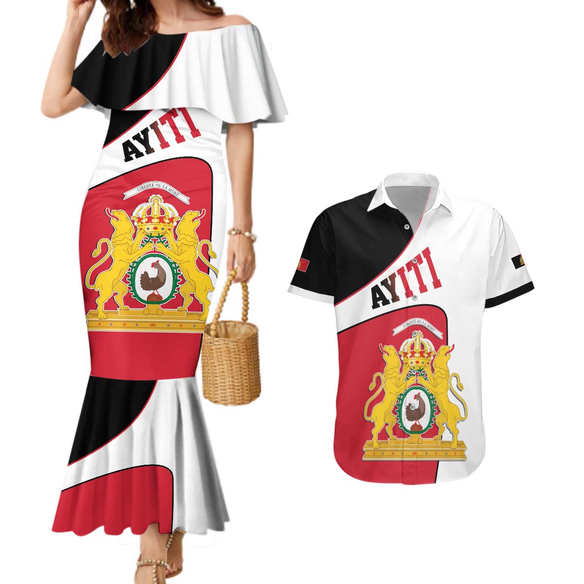 Haiti First Empire Couples Matching Mermaid Dress and Hawaiian Shirt Anpi an Ayiti 1804-1806