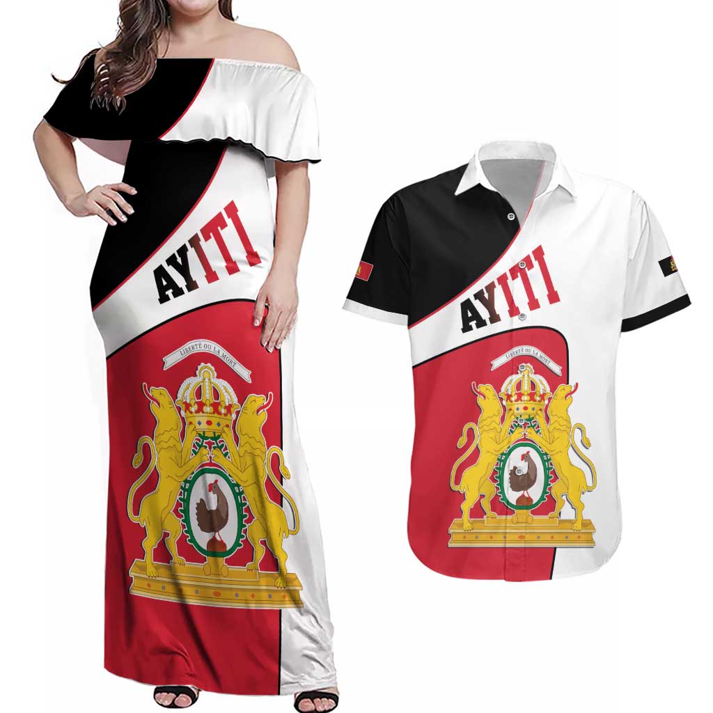 Haiti First Empire Couples Matching Off Shoulder Maxi Dress and Hawaiian Shirt Anpi an Ayiti 1804-1806